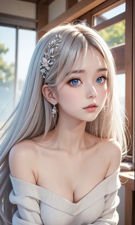 There is a woman in a white dress, artwork in the style of Gwaiz, Gwaiz on pixiv artstation, Gwaiz on artstation pixiv, Gwaiz, Fantasy art style, Gwaiz masterpiece, Beautiful and elegant queen, Beautiful character drawings, Detailed digital anime art, Blon...