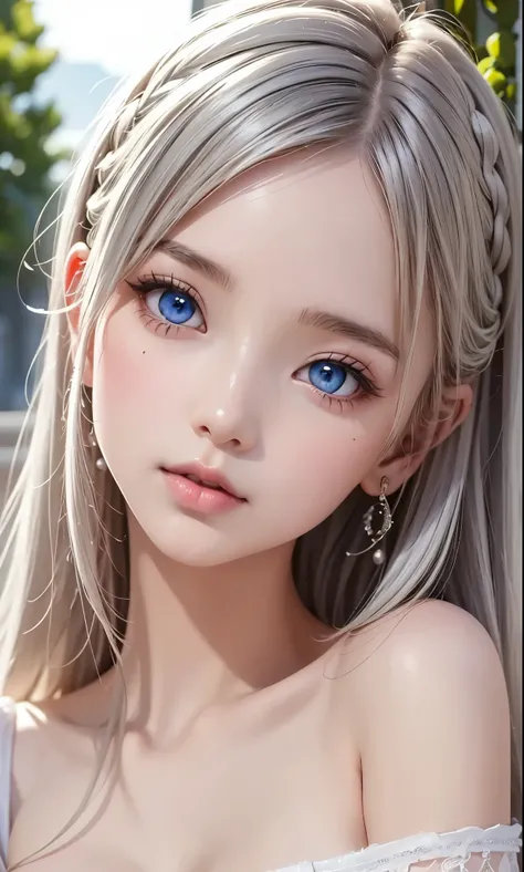 There is a woman in a white dress, artwork in the style of Gwaiz, Gwaiz on pixiv artstation, Gwaiz on artstation pixiv, Gwaiz, Fantasy art style, Gwaiz masterpiece, Beautiful and elegant queen, Beautiful character drawings, Detailed digital anime art, Blon...
