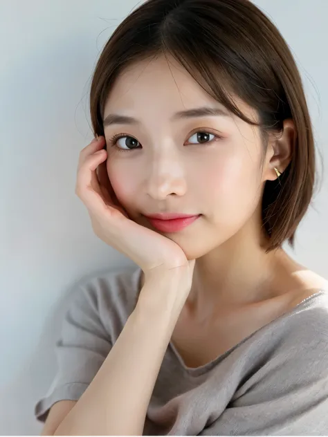 Spring Clothes、xxmixgirl,  Japanese women、 don't look at the camera,  white background、 top quality, ( very detailed that  skin),  pictures of exquisitely beautiful white skin , 2,  enchanting eyes, ( captivating makeup : 1.3), pores, (Bokeh:1.5),  sharp f...