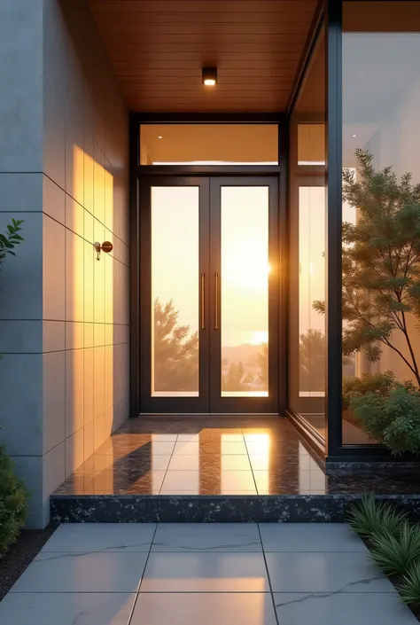 sunlight effect、Seaside modern commercial housing high-rise flat、家的入门口One side of the balcony、One side of the balcony、Large glass window on one side of the wall 、The sun shines directly on the gate、The entrance door is well-lit、Don't overlook the door、 sim...