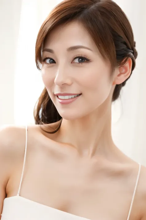 (  top quality、  Table Top、8k、  best image quality、  Award-winning work  )、 face、 Elegant clothing、smile、  accurate anatomy、 elegant blur background 、 Look at me、  Natural Cosmetics、Beautiful glowing skin、Elegant hairstyle 、  glossy lips、 Vertical position...