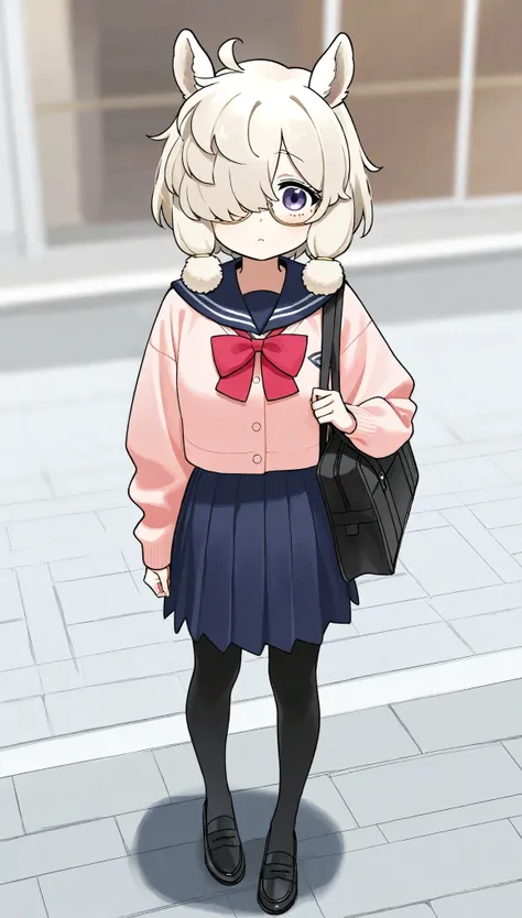 alpaca girl,Age 10,Slender,Full Body,Japanese Junior High School Fashion