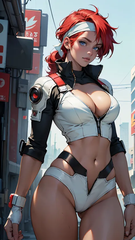 ((Masterpiece, highest quality; 1.3)), super quality, beautiful detail, super detailed, extra fine, 16K, exquisite, absurd, high resolution, beautiful background, detailed background, beautiful eyes, beautiful skin, anime style, Kay from Dirty Pair in a wh...