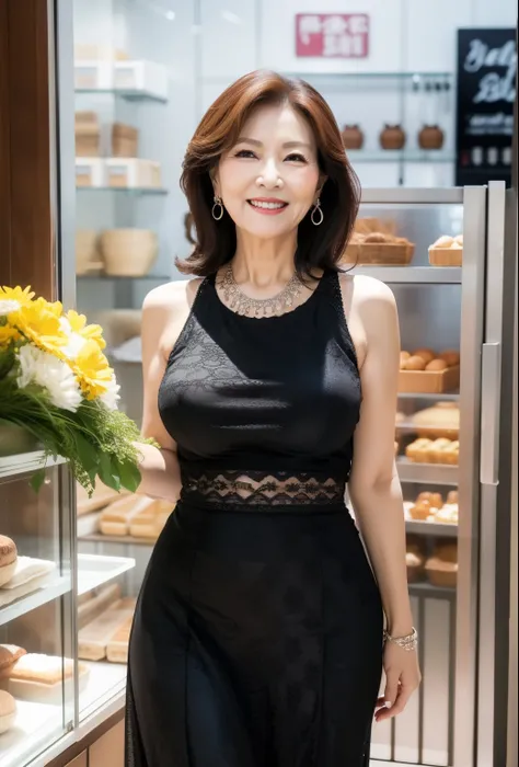 ７８ years old　Mom　MILF　Korean, Lady　large earring　Big choker　　realisitic　Gorgeous Madame Beautiful Mature Woman　sexy　Smile　Gentle woman navel piercing　４K　High quality 