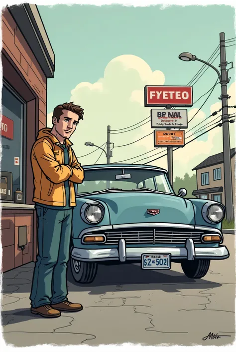 Voici une version améliorée en texte uniquement, soigneusement pensée pour une éventuelle BD :

Title: The Dying Car

Panel 1:
(Jean-Guy, looking worried, stands next to his old, noisy car outside a mechanic shop. Benoît, the relaxed mechanic, drinks coffe...