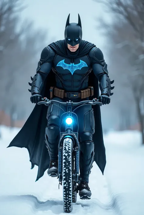 Batman Cyber-Wraith Suit  [Material: Flexible graphene material connected to AI Batcomputer for automatic response][ Color: Deep black with electric blue accents that light up when it detects an enemy.]

[Motif: The carbon fiber pattern resembles digital d...