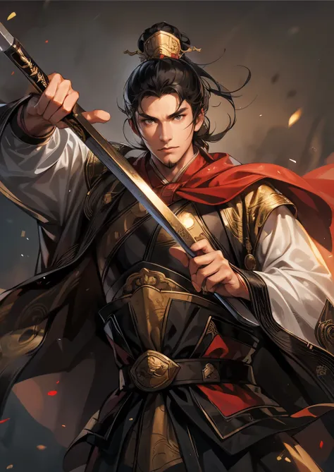 ((( picture style maintenance ))), Koei Three Kingdoms illustration, Maintain the composition, Attractive Man , perfect face, (( Natural Hands )), (( black hair)),
