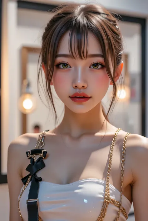 Realistic ((Photorealistic realism)),((high resolution)),((ultra insanel quality, professional extremely detailed digital art)), ((focus on extremely Realistic Proportion Body:1.3)), ((portrait)),((a cute and very beautiful, 1 Japanese, 30yo, famous Kpop i...