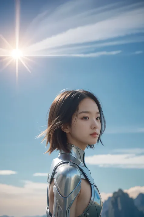 , sky, cloud, Translucent ethereal alien warrior，ModelShoot style, (Extremely detailed CG unified 8K wallpapers), The beauty of abstract stylization,，surrealism, 8K, Super detail, Best quality, Award-Awarded, Anatomically correct, 16k, Super detail