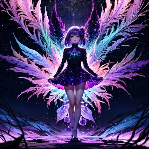  absurd,  super detailed, Purple ,( nostalgic scenery :1.5),(Purple Flower:1.3), (Abstract art:1.4),( Psychedelic Theme :1.6),(Purple World),( There Is The World's Most Beautiful Woman At The Center Of The World),( many stars have fallen:1.3),A ray of ligh...