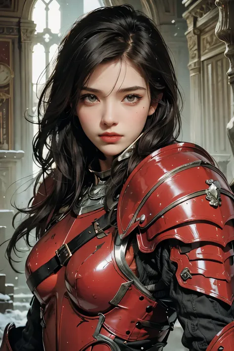  Closeup of a woman in armor with a sword , lady in Red Armor, Red Armor, Zenescope, Snow White as an ad  & d Fighter, Magali Villeneuve着想, Woman with a sword on her shoulder ,  by Jose Koma Quesada , Magali Villeneuve, By Luis Miranda, Kate Bishop,   FUJI...