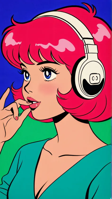 master piece:1.5、(minimal art, line drawing), ( top quality :1.2,  city pop style,  very detailed, up to date,  vibrant,  high contrast, masterpiece:1.2,  top quality ,  best aesthetics),  girl, (( Seducing Face Upshot:1.4)),  colorful hair,  bob cut,  pas...