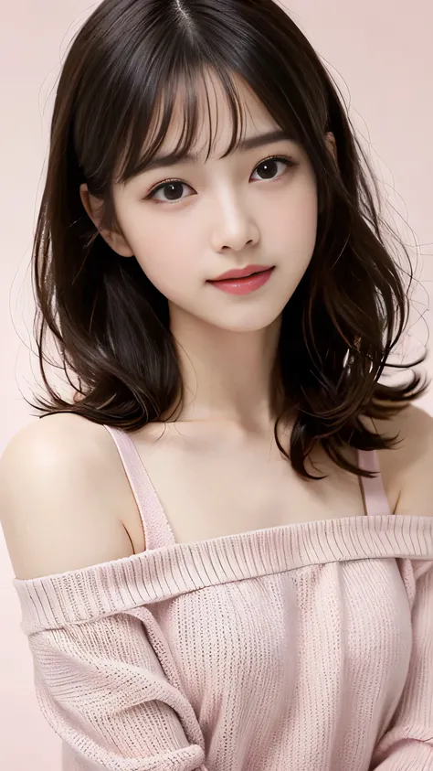 Masterpiece, top quality, high resolution, highly detailed, One person、woman、20 years old、( amazingly cute girl )、smile、 detailed face、 beautiful detailed eyes、 short hair、 ponytail、( Hair:1.5)、 asymmetrical bangs、Messy Hair、 slender body、 textured skin、 s...