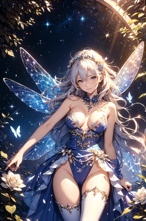  top quality　 mystical 、(cowboy shot) ERO 1 WOMAN cute smile！smile!  gentle gaze ,  beautiful eyes 、、 Chest 130 Beautiful Constriction 、waist lineセクシー strongest 、 Beautiful Brown Skin 、 rainbow see-through fairy wing 、 music 　 healing simple configuration ...