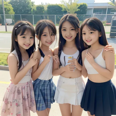 ((Completely naked下着姿))、((Super cute and popular idol、Four super cute, tiny elementary school girls in one photo))、(masterpiece).A perfect, beautiful, lovely, captivating &#39;s smile、(( 5 small photos of the whole body of 4 people in high definition in 1)...