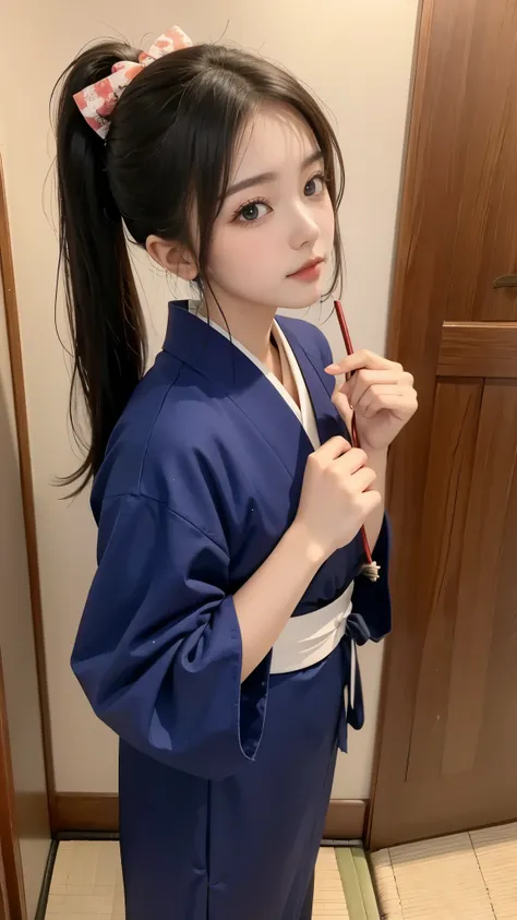 (( Beautiful Japanese Ninja Girl 、Mid-teens、Baby Face、Cute Japanese idol))、do not&#39; Doesn't Look Korean 、There are no Korean characteristics 、Unlike the Chinese、 No Chinese character  、 Live Action 、 film art style,  cinematic light  , Lomography 、( sho...