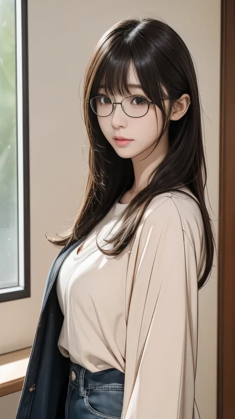 (最高 qualityのディテール)、 by Nomi、8K ultra HD、 Hi-Res、(Glasses、 one girl:1.2)、The 超  Detailsな、高 qualityのテクスチャ、複雑な Details、  Details、非常に  DetailsなCG、高 qualityの影、  Details 美しく繊細な顔、  Details 美しく繊細な目、 depth of written border、 ray tracing 、 20th generation、Cute K-Pop...