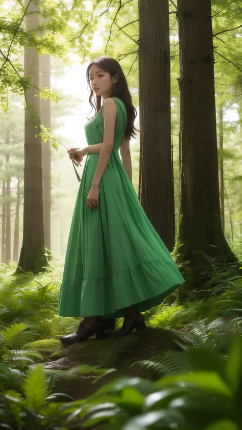 📅 May 4
Greenery Day
Deep in the woods、 standing in harmony with nature 。A beautiful woman wearing a green dress 、 a mysterious atmosphere where light shines in 。