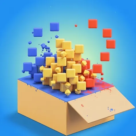 A box，There are powder particles of different colors on it