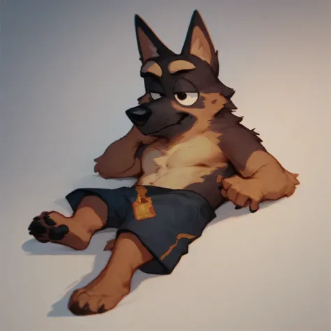 score_9, score_8_up, score_7_up, score_6_up, furry, bluey style, German Shepherd, full body picture, lying, lazy