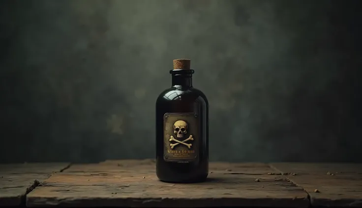 bottle of poison on a table