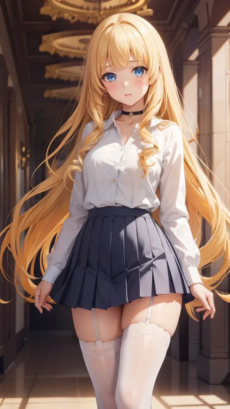 1 girl, latifa fleuranza, long yellow hair, blue eyes, medium breasts, looking at viewer, masterpiece, best quality, high resolution, unity 8k wallpaper, (illustration:0.8), beautiful detailed eyes, extremely detailed face, perfect lighting, extremely deta...