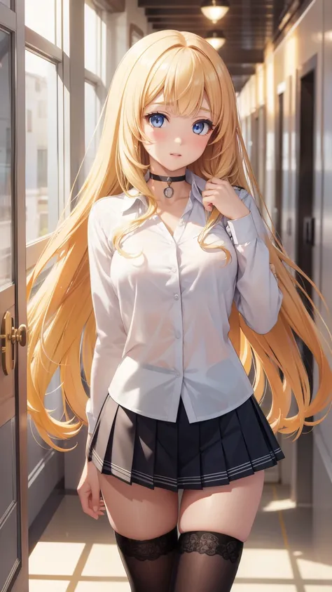 1 girl, latifa fleuranza, long yellow hair, blue eyes, medium breasts, looking at viewer, masterpiece, best quality, high resolution, unity 8k wallpaper, (illustration:0.8), beautiful detailed eyes, extremely detailed face, perfect lighting, extremely deta...