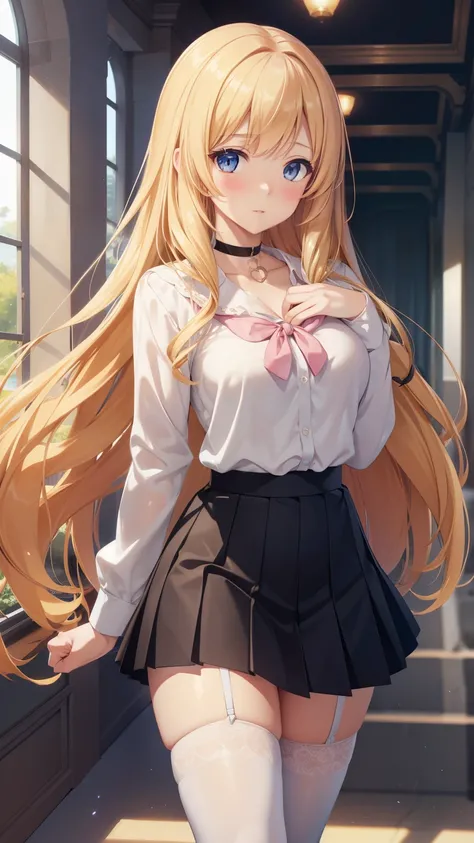 1 girl, latifa fleuranza, long yellow hair, blue eyes, medium breasts, looking at viewer, masterpiece, best quality, high resolution, unity 8k wallpaper, (illustration:0.8), beautiful detailed eyes, extremely detailed face, perfect lighting, extremely deta...