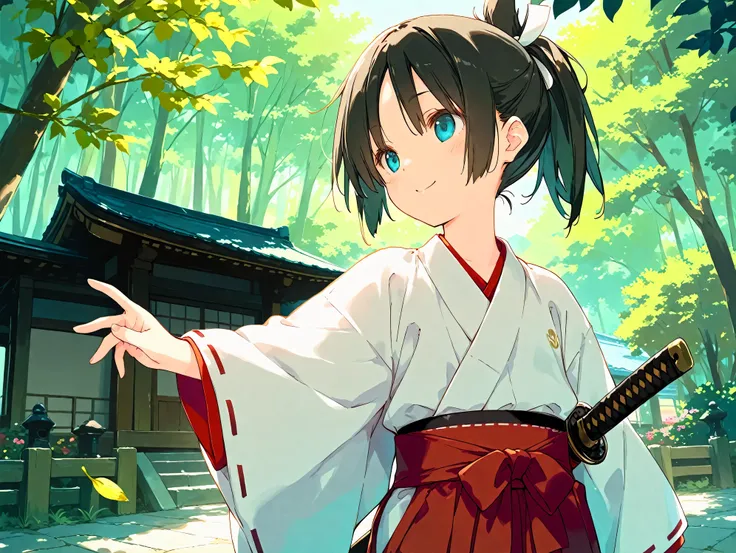 (masterpiece), (best quality), (ultra-detailed),artist:kokonoka, 1girl, little female, samurai, outdoors,