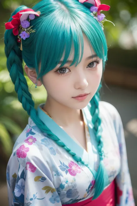 1girl,loli,(best quality,absolutely resolution,ultra detailed,masterpiece),(photo realistic),8K,(detailed face),delicate realistic skin texture,(Shining eyes),Hatsune Miku,aqua hair,twintails,very long hair,hair ornament,hairpin,hairclip,bracelet,white ski...