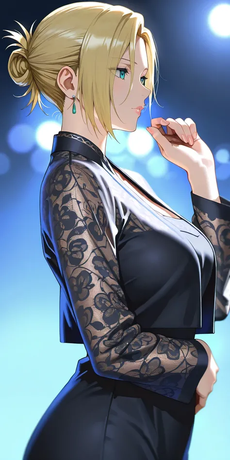 Masterpiece, elegant mature woman, annie Leonhart, tall body, indian traditional costume, printed pattern using new design, upper body, dynamic lighting, ultra detailed, highres, absurdres, wit studio style, blue light, white and black colour costume.