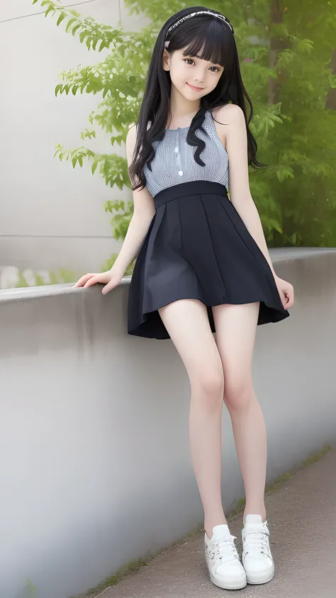  top quality、 natural depiction、 Hi-Res、  Details、delicate、Very high degree of perfection 、 beautiful,Girls are in middle school１Grade、 black hair、cute girl eyes、Best proportions、 small breasts、Looks like Daidouji Tomoyo、 I'm wearing a summer dress with a ...