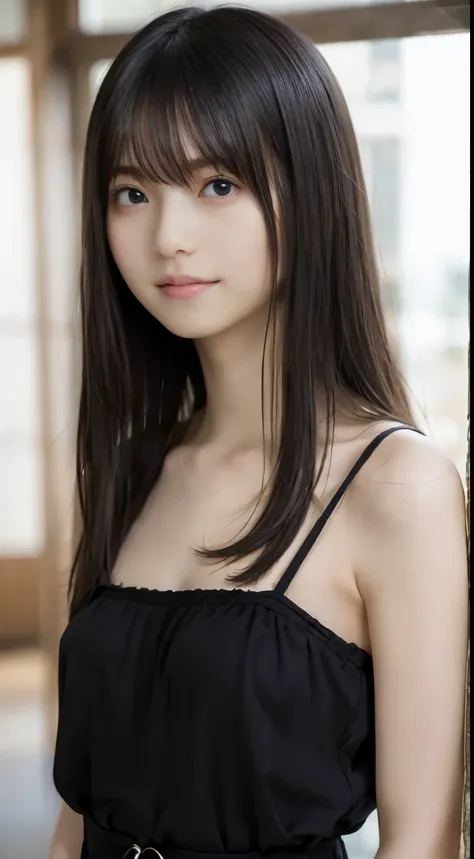 ( RAW Photo,  top quality), (Realistic detailed faces、 real eyes 、soft little lips、  Photoreal:1.3),  Masterpiece, Narrow Shoulders and Small 、Delicate、 have a smiling face,  slender, slender, and beautiful proportions, beautiful detailed eyes,  girl 1, Ja...