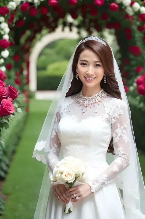 ( top quality、's greatest masterpiece、 Highest Quality、8k、 super high heels、Winner、 ultra high resolution )、(1 pregnant bride:1.1)、( The most luxurious giant wedding dress decorated with the finest jewelry:1.2)、( The Most Luxurious Superb Giant Jewelry のティ...