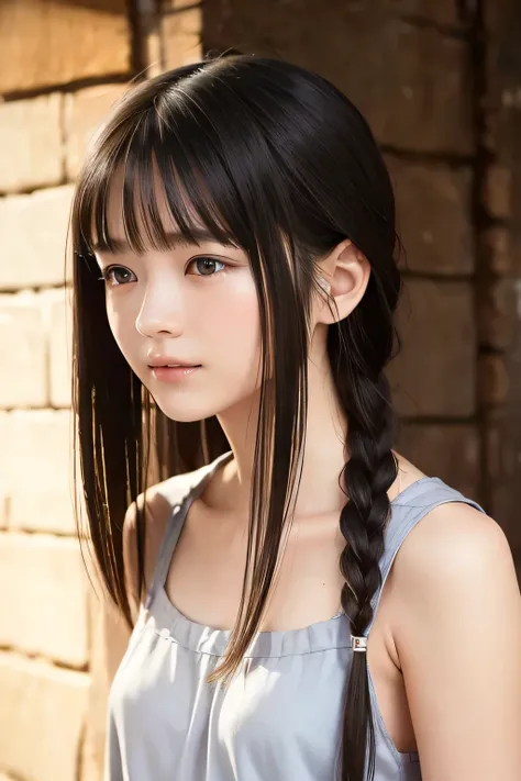 (8k, RAW photo, photorealistic:1.25) ,( lip gloss, eyelashes, Shiny surface, Glossy Skin, best quality, ultra highres, allows depth of field, naked, nude, short two braids hair, Color Difference , caustics, blow lighting , Natural Shading, kpop i...