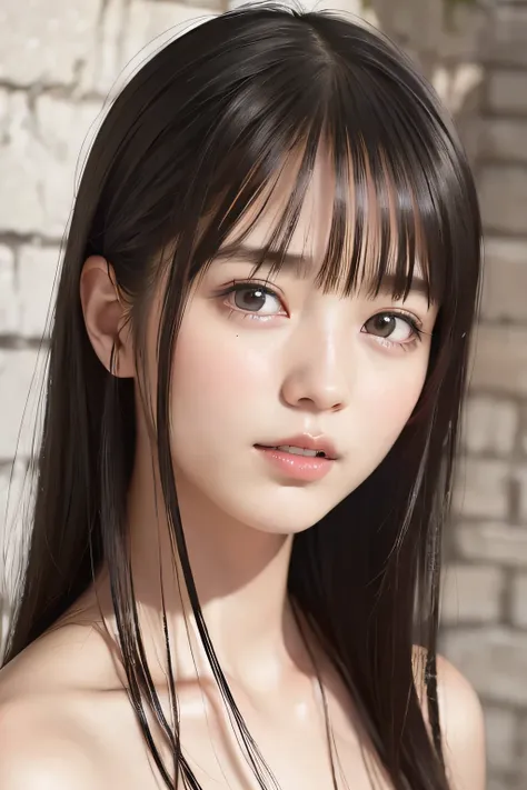 (8k, RAW photo, photorealistic:1.25) ,(metal collar, lip gloss, eyelashes, Shiny surface, Glossy Skin, best quality, ultra highres, allows depth of field, naked, nude, Color Difference , caustics, blow lighting , Natural Shading, kpop idol) , With a...