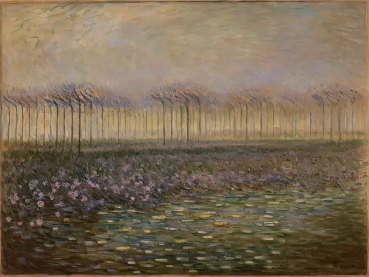 Claude Monet's drawing of neurons and synapses　Impressionism　oil