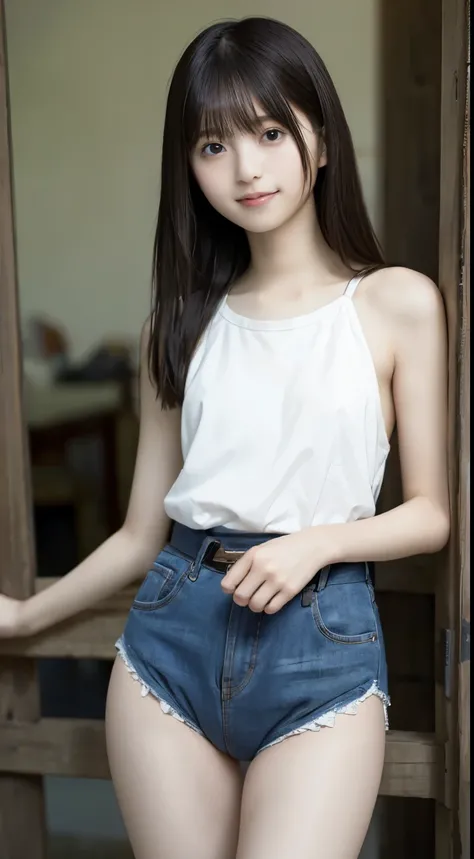 ( RAW Photo,  top quality), ( by Nomi,  Photoreal:1.3),  Masterpiece, Narrow Shoulders and Small 、delicate,  slender, slender, and beautiful proportions, beautiful detailed eyes,  girl 1, Japan,  young, smile, Super beautiful and cute face、(Small and thin ...