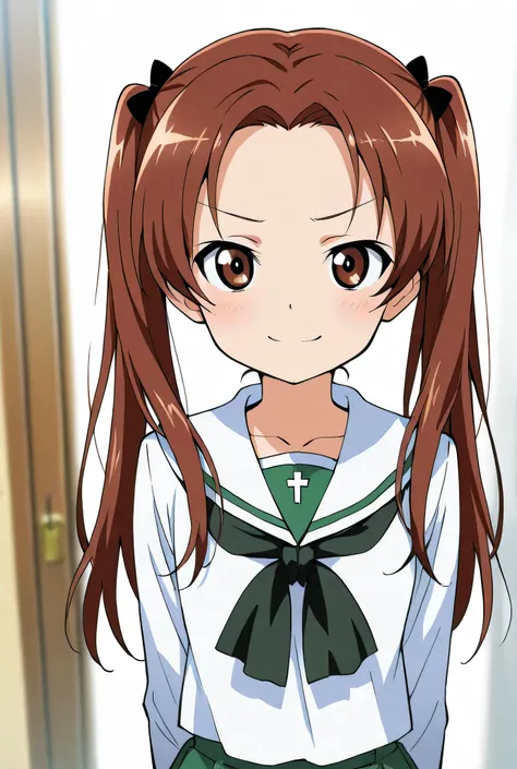 kadotani anzu,ooarai school uniform,1girl,solo,