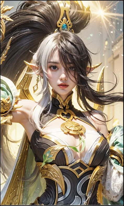 a close up of a girl or woman (K-Pop idol), detailed hair , big booobs ,  shadowbringers cinematic, 4 k detail fantasy, a beautiful fantasy empress, game cg, xianxia fantasy, xianxia hero, 2. 5 d cgi anime fantasy artwork, cinematic goddess close shot, rua...