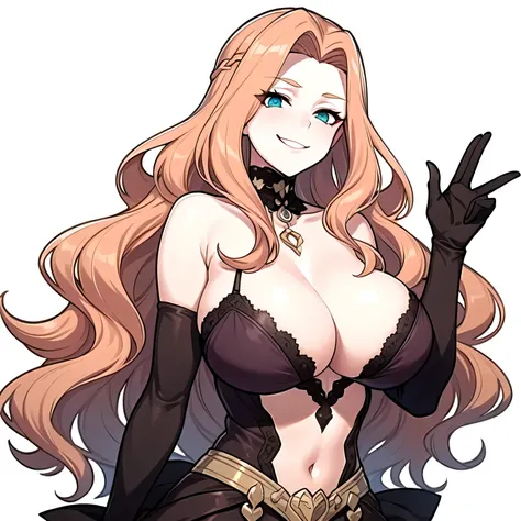  Masterpiece,  top quality,  1 girl, Alone, Cornelia,  long hair ,anime-style illustration,(((グレーのスーツ))),(((黒のスラックス))),excited,evil smiling,40-year-old,   big breasts,white background, (((whole body)))