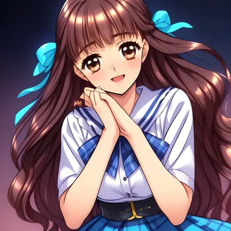 (highest quality, masterpiece:1.2), highest quality, High resolution, 1080p, 8K, Height: 160cm, (A 15yo beautiful fashion model, just won the National beautiful uniform model Grand Prix, (intelligent and perfect slender body), too flattering smile, amazing...