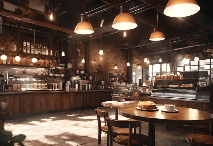 Cafe atmosphere, warm, Lazy little cat, Tone Color Film、 anime style、detail, realistic, ULTRA REALISTIC, 8k uhd, dslr, soft lighting, high quality