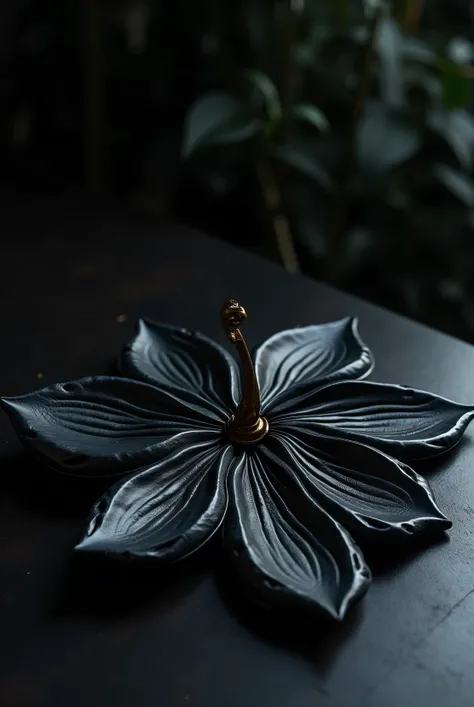 A chess board shaped like a black orchid