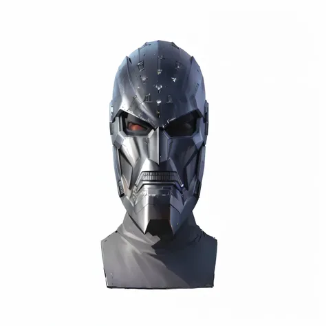 Titanium Silver 3D Image Mask magneto  Doctor Doom Technology Diecast Rusty Damaged Half Cracked Dark Mask. White Background