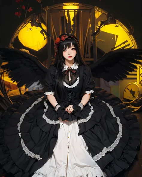 ((KURUMI TOKISAKI BLACK DRESS_DATE A LIVE)),((realistic, photorealistic)),(highlight hair)), Light reflection, (( HD )),((upper body)), (((best quality, masterpiece))), (masterpiece) (best quality) (detail) (8k) (HDR) (wallpaper) (cinematic lighting) (shar...