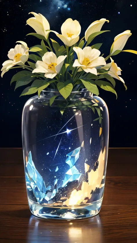 (No_humans)、  high detail、  Landscape、  Masterpiece、  not human、  Masterpiece,   top quality、gem、Casablanca、Starry sky vase、 super detailed,  