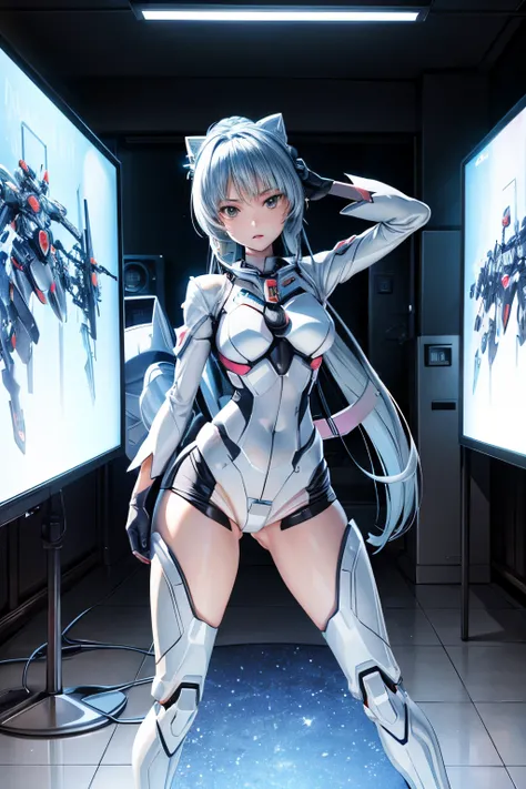 Best quality footage filmed by Ki, Unresolved Details , ultra high resolution, (Faithfulness: 1.4), Best Illustrations, , one of the girls very condensed , camera , I was wearing a light blue and white mecha , メカヘルメットをwear , Advanced lightin...