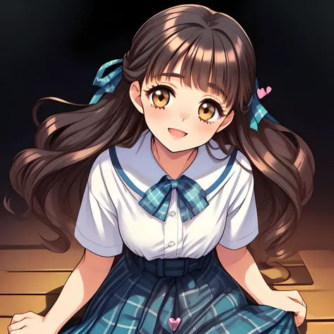 (highest quality, masterpiece:1.2), highest quality, High resolution, 1080p, 8K, (A 16yo beautiful pretty fashion model is seated on a char nobly and turning to me, most beloved girl in the school, (intelligent and perfectly balanced slender style), too fl...