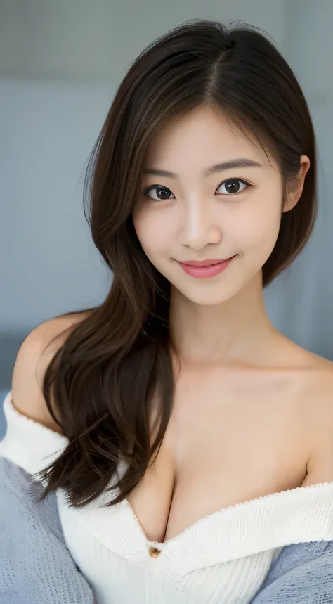 masterpiece,best quality,(Japanese girl),((Beautiful girl)),cleavage,(off shoulder:1.2),(perfect body beauty:1.2),(shy smile),From slightly above